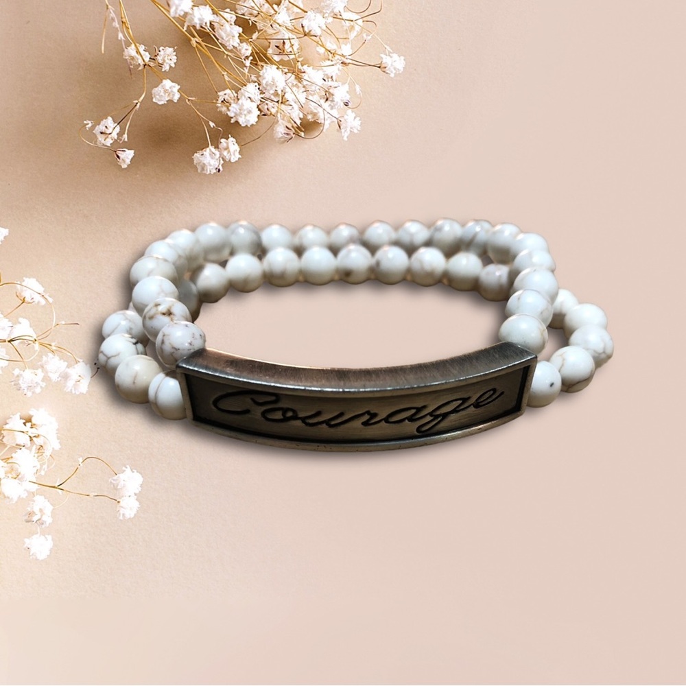 Inspiration "Courage" Bracelet, double beads, stackable